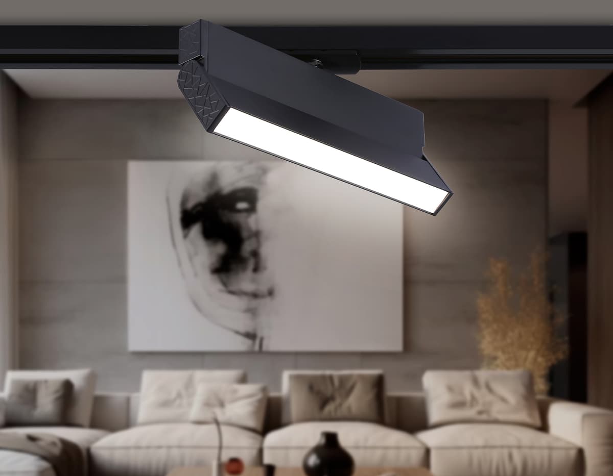 Трековый однофазный светодиодный светильник GL6808 BK черный LED 12W 4200K 230*22*87 Ambrella Light 12