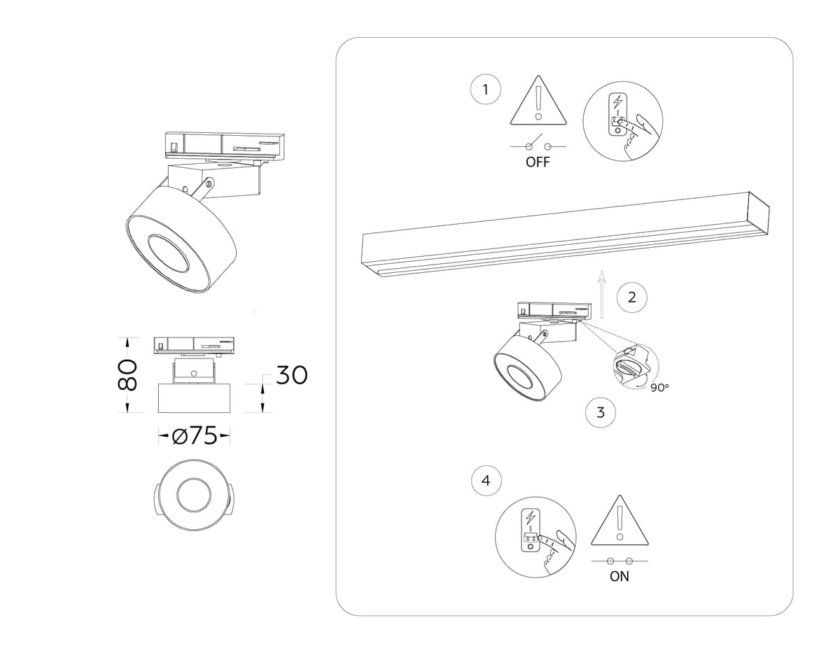Трековый однофазный светодиодный светильник GL6861 WH белый LED 10W 4200K D75*80 Ambrella Light 8