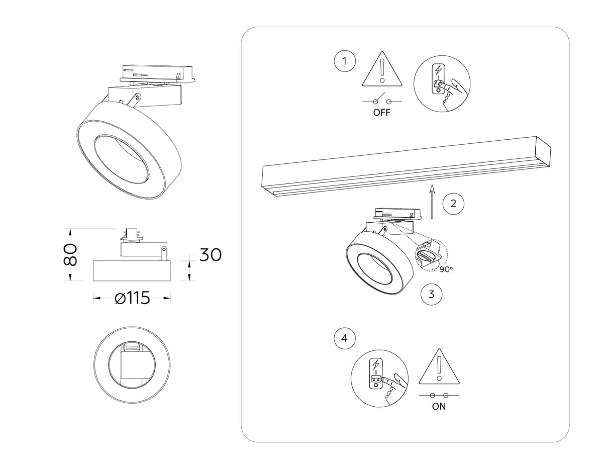 Трековый однофазный светодиодный светильник GL6868 BK черный LED 15W 4200K D115*80 Ambrella Light 8