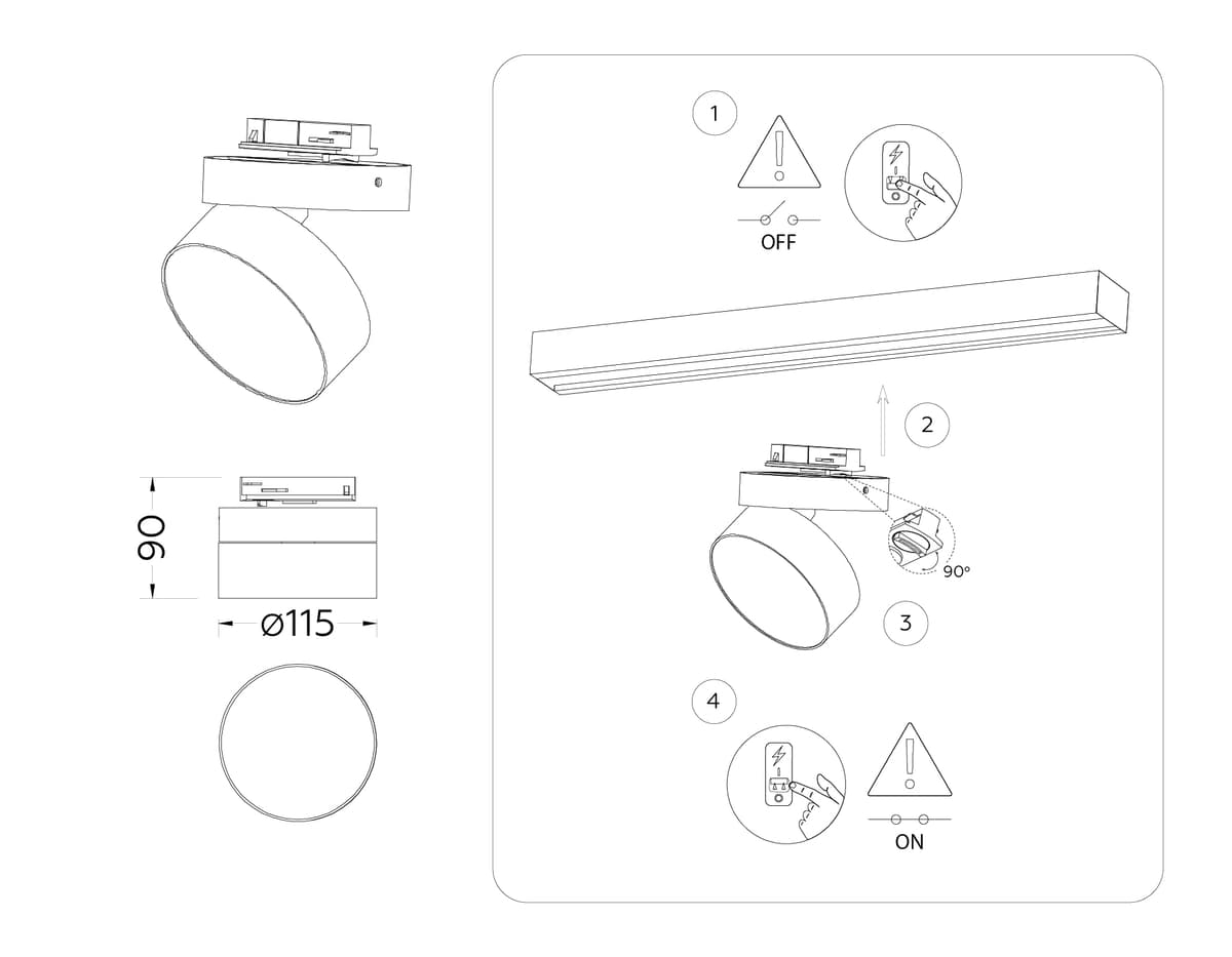 Трековый однофазный светодиодный светильник GL6877 BK черный LED 16W 3000K D115*90 Ambrella Light 8