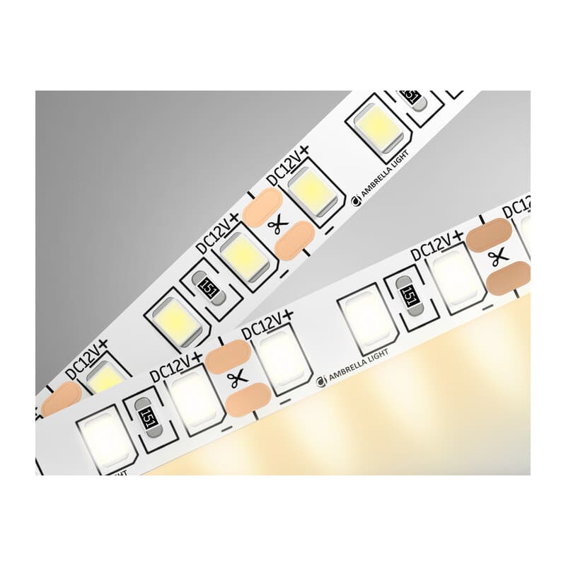 Светодиодная лента Ambrella Light GS1101 2835 120Led /9.6W m/ 12V IP20 3000K 5m/кратность резки 25mm GS1101 2835 120Led/ 9.6W m/ 12V IP20 3000K/ 5000*8*1.2mm (2 конт.) Ambrella Light 9