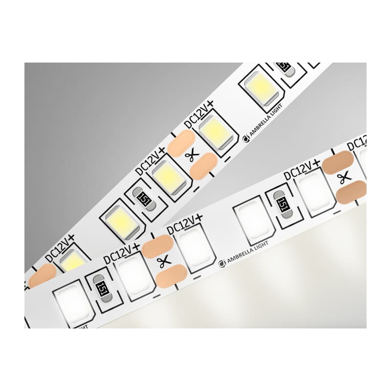 Светодиодная лента Ambrella Light GS1102 2835 120Led /9.6W m/ 12V IP20 4500K 5m/кратность резки 25mm GS1102 2835 120Led/ 9.6W m/ 12V IP20 4500K/ 5000*8*1.2mm (2 конт.) Ambrella Light 9