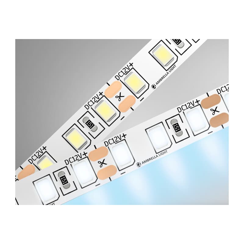 Светодиодная лента Ambrella Light GS1103 2835 120Led /9.6W m/ 12V IP20 6500K 5m/кратность резки 25mm GS1103 2835 120Led/ 9.6W m/ 12V IP20 6500K/ 5000*8*1.2mm (2 конт.) Ambrella Light 9