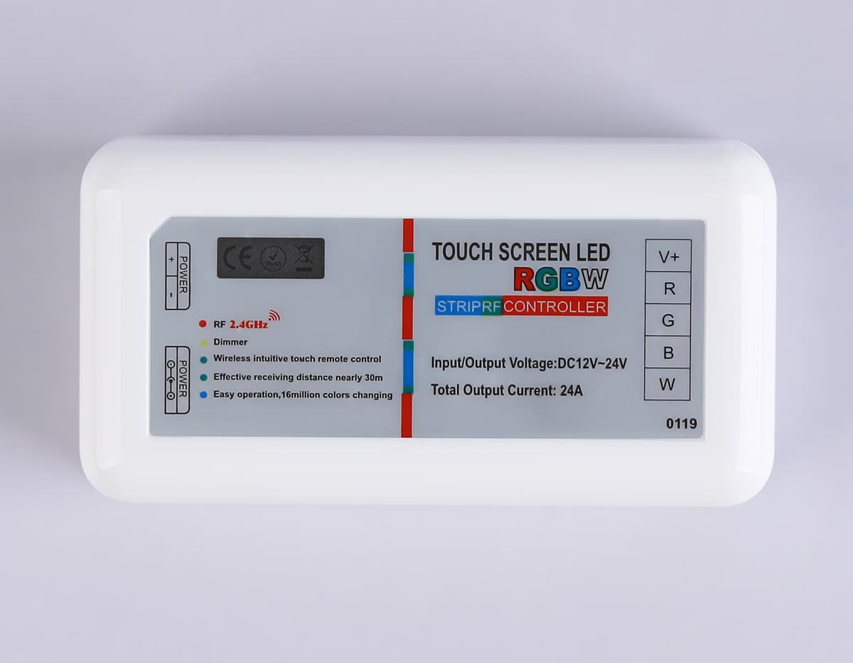 Контроллер для светодиодных лент RGB/RGBW с сенсорным радио пультом 2.4G GS11451 GS11451 контроллер RGB/RGBW (RGB 18A 12V 216W/24V 432W/RGBW 24A 12V 288W/24V 576W ПДУ Радио 2.4 AAA) Ambrella Light 8