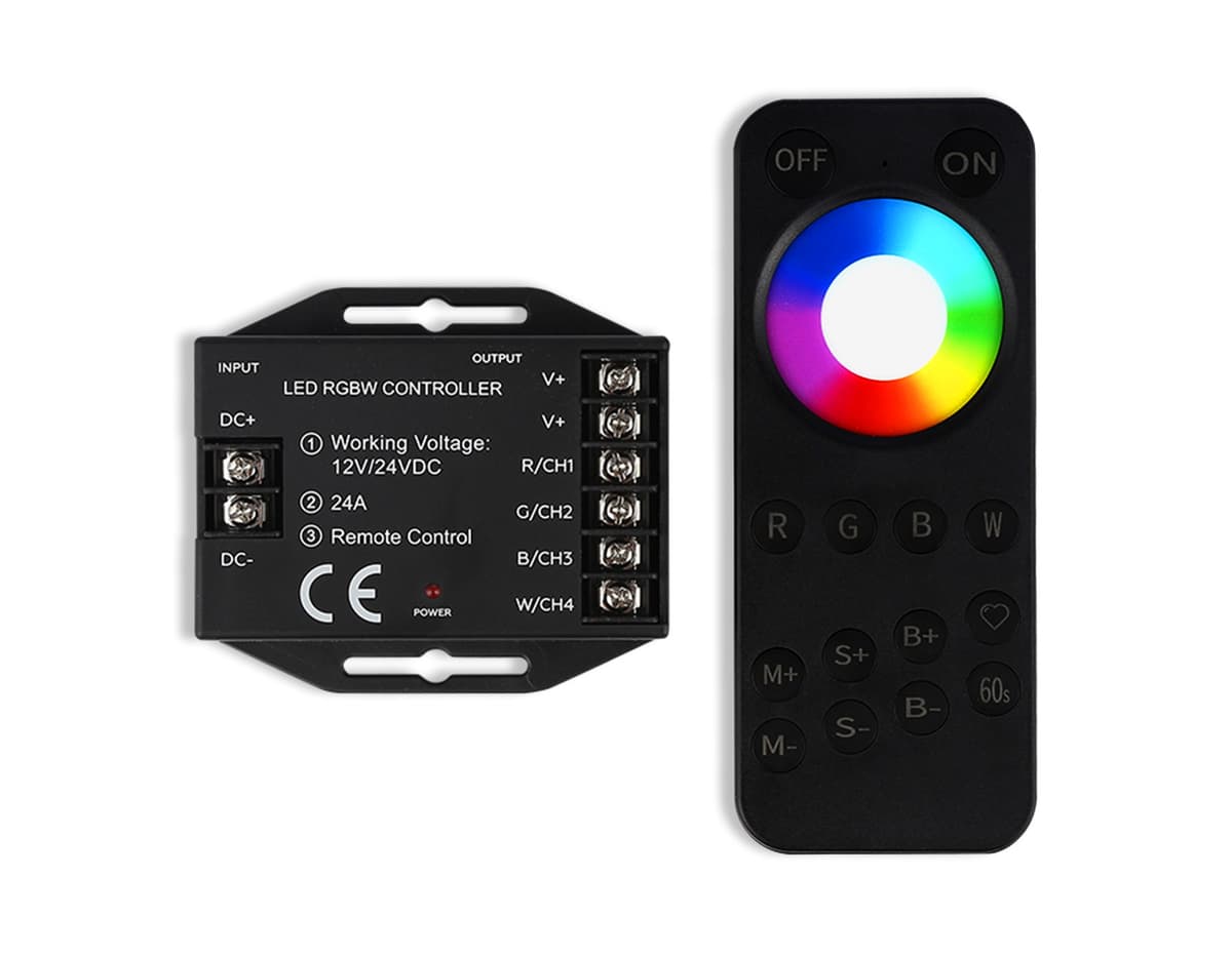 Контроллер для светодиодных лент RGBW с сенсорным радио пультом 2.4G GS11461 GS11461 контроллер RGBW 24A 12V 288W/ 24V 576W (ПДУ Радио 2.4G AAA) Ambrella Light 6