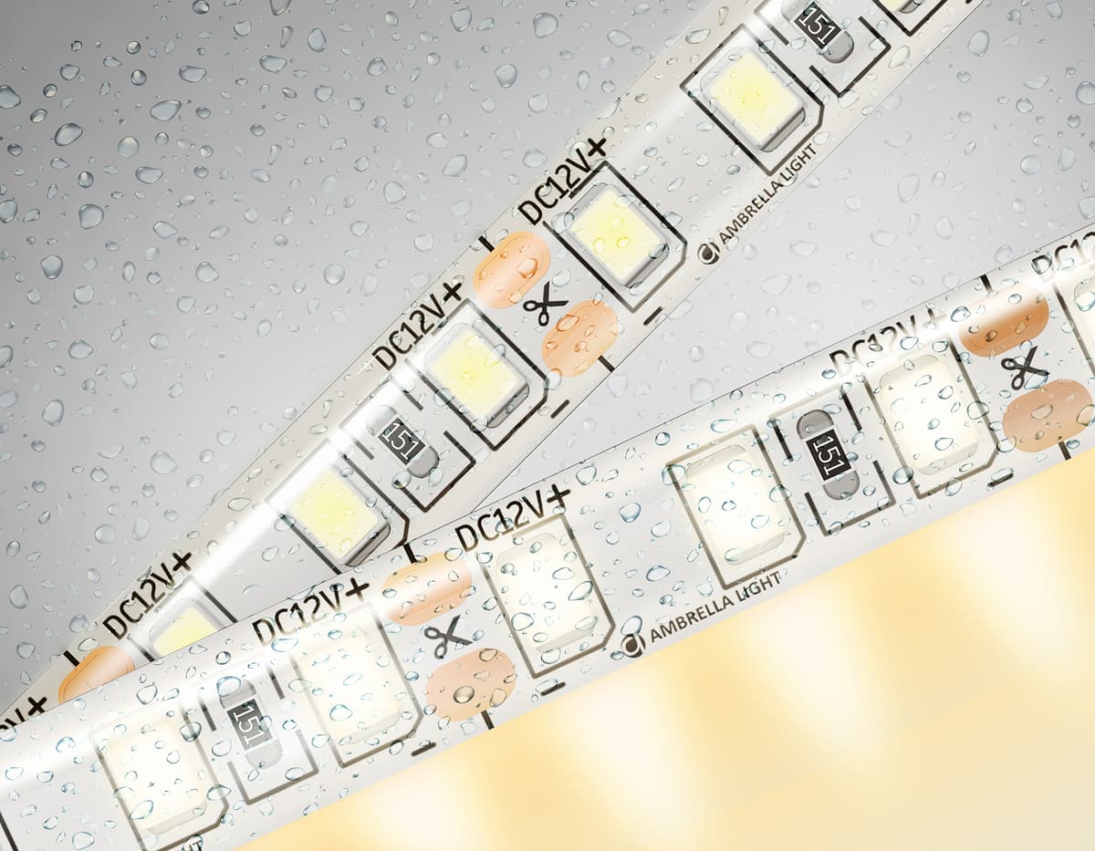 Светодиодная лента Ambrella Light GS1201 2835 120Led /9.6W m/ 12V IP65 3000K 5m/кратность резки 25mm GS1201 2835 120Led/ 9.6W m/ 12V IP65 3000K/ 5000*8*2.27mm (2 конт.) Ambrella Light 10