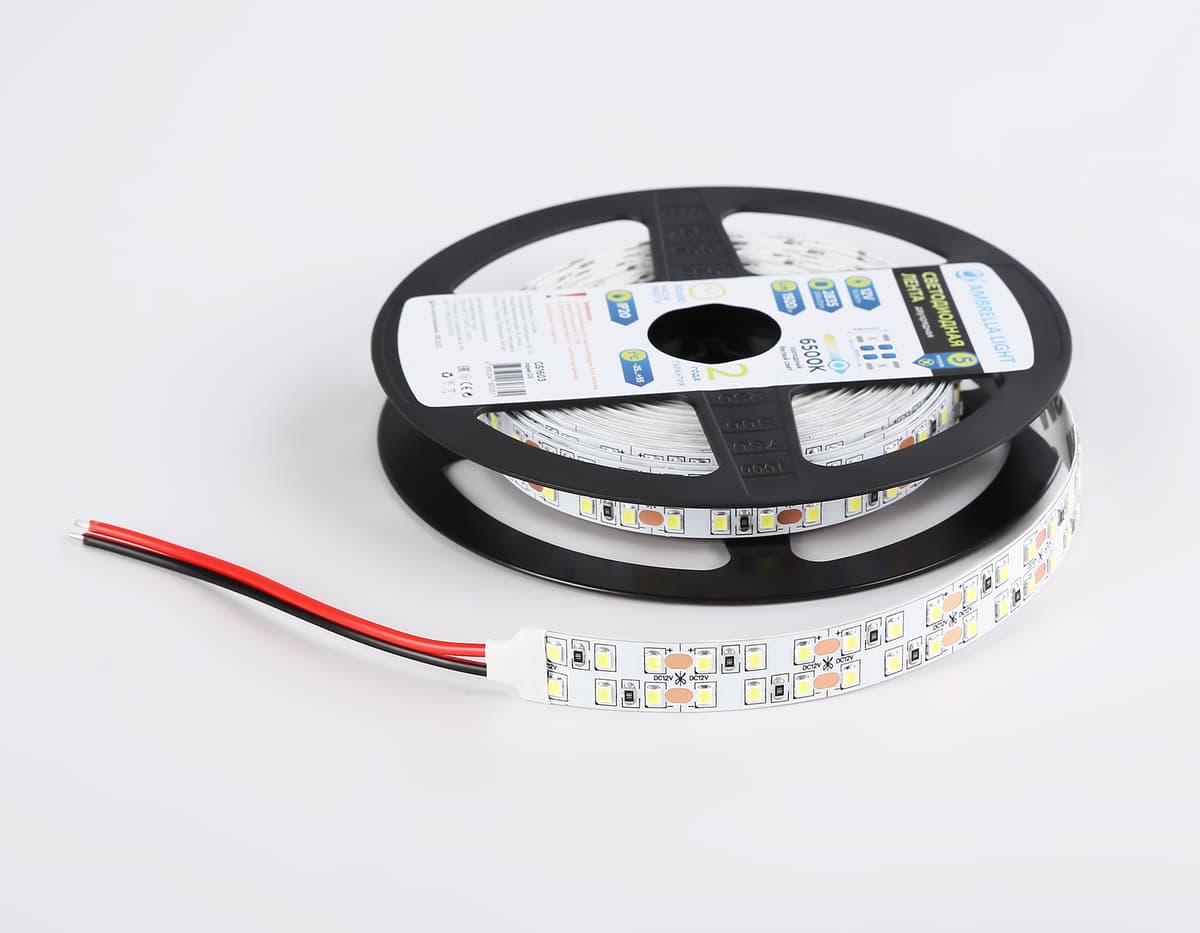 Светодиодная лента двухрядная Ambrella Light GS1603 2835 240Led /19.2W m/ 12V IP20 6500K 5m GS1603 2835 240Led/ 19.2W m/ 12V IP20 6500K/ 5000*14*1.2mm (2 конт.) Ambrella Light 16
