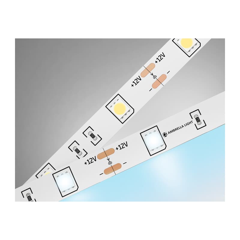 Светодиодная лента Ambrella Light GS1803 5050 30Led /7.2W m/ 12V IP20 6500K 5m GS1803 5050 30Led/ 7.2W m/ 12V IP20 6500K/ 5000*10*1.87mm (2 конт.) Ambrella Light 9
