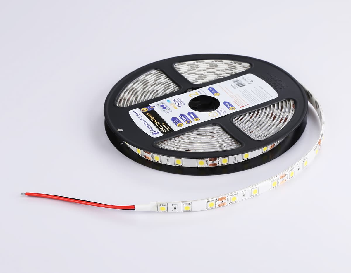 Светодиодная лента Ambrella Light GS2102 5050 60Led /14.4W m/ 12V IP65 4500K 5m GS2102 5050 60Led/ 14.4W m/ 12V IP65 4500K/ 5000*10*2.87mm (2 конт.) Ambrella Light 16