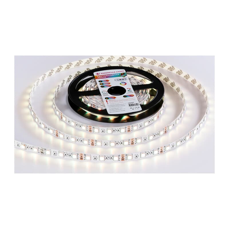 Светодиодная лента RGB Ambrella Light GS2202 5050 60Led /14.4 m/ 12V IP20 RGB 5m GS2202 5050 60Led/ 14.4 m/ 12V IP20 RGB/ 5000*10*1.87mm (4 конт.) Ambrella Light 11