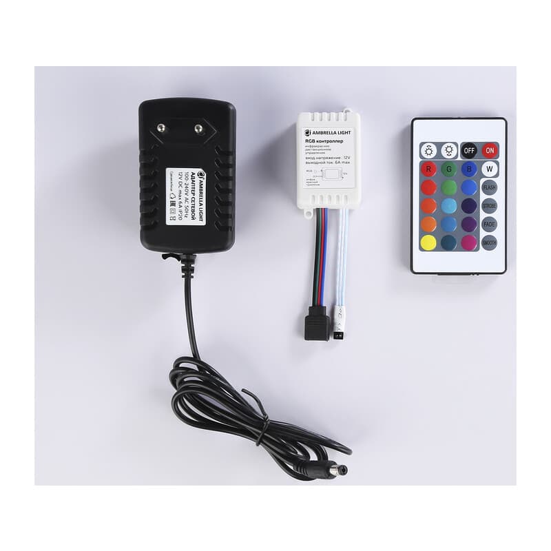 Комплект светодиодной ленты RGB Ambrella Light 5m GS2502 5050 60Led /14.4W m/ 12V IP65 RGB 5m GS2502 5050 60Led/ 14.4W m/ 12V IP65 RGB/ 5000*10*2.87mm (4 конт.) комплект Ambrella Light 16