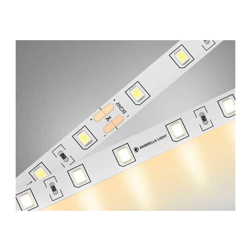 Светодиодная лента Ambrella Light GS3001 2835 60Led /6W m/ 24V IP20 3000K 5m GS3001 2835 60Led/ 6W m/ 24V IP20 3000K/ 5000*8*1.2mm (2 конт.) Ambrella Light 9