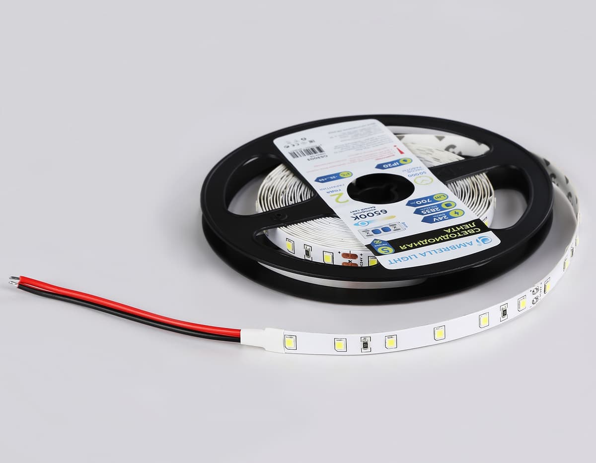 Светодиодная лента Ambrella Light GS3003 2835 60Led /6W m/ 24V IP20 6500K 5m GS3003 2835 60Led/ 6W m/ 24V IP20 6500K/ 5000*8*1.2mm (2 конт.) Ambrella Light 16