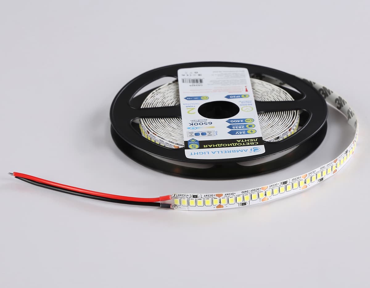 Светодиодная лента Ambrella Light GS3403 2835 240Led /20W m/ 24V IP20 6500K 5m GS3403 2835 240Led/ 20W m/ 24V IP20 6500K/ 5000*10*1.2mm (2 конт.) Ambrella Light 16