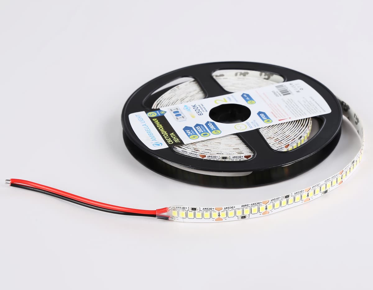 Светодиодная лента Ambrella Light GS3503 2835 240Led /22W m/ 24V IP20 6500K 5m GS3503 2835 240Led /22W m/ 24V IP20 6500K/ 5000*10*1.2mm (2 конт.) Ambrella Light 16
