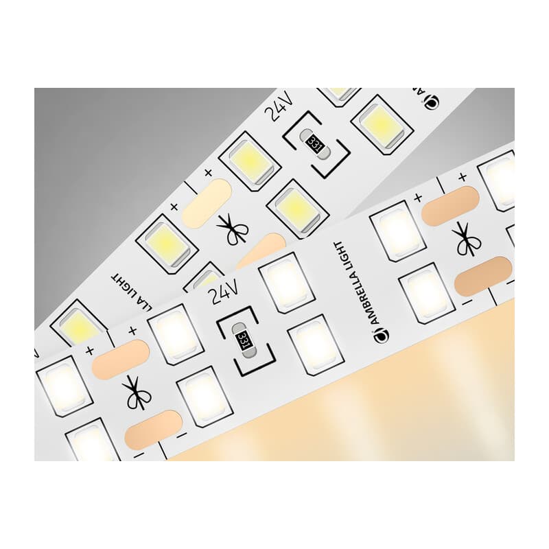 Светодиодная лента двухрядная Ambrella Light GS3601 2835 204Led /20W m/ 24V IP20 3000K 5m GS3601 2835 204Led/ 20W m/ 24V IP20 3000K/ 5000*14*1.2mm (2 конт.) Ambrella Light 9