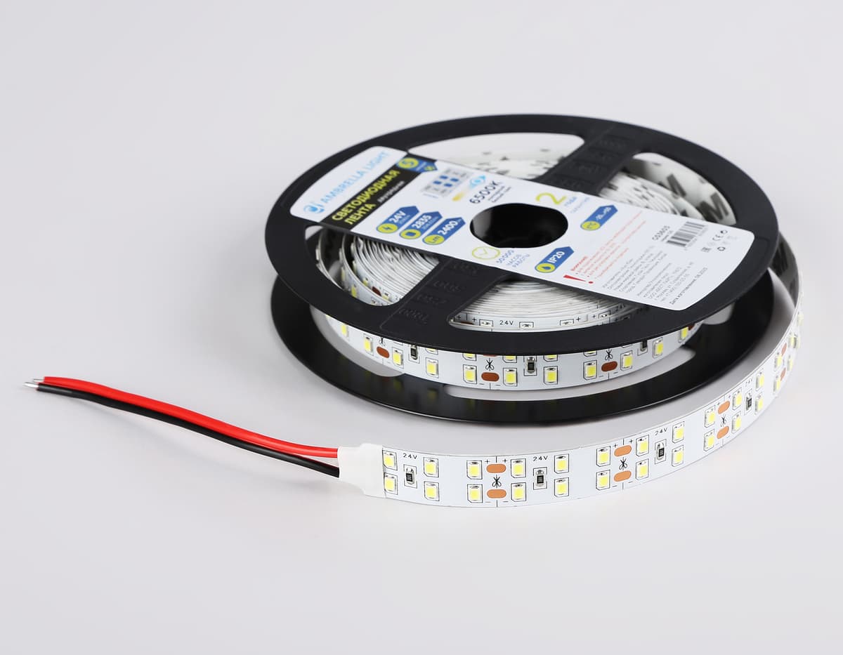 Светодиодная лента двухрядная Ambrella Light GS3603 2835 204Led /20W m/ 24V IP20 6500K 5m GS3603 2835 204Led/ 20W m/ 24V IP20 6500K/ 5000*14*1.2mm (2 конт.) Ambrella Light 16