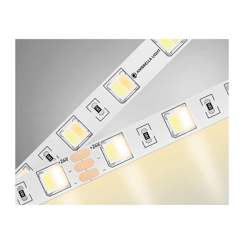 Светодиодная лента с регулировкой температуры света GS4101 5050 60Led /14W m/ 24V IP20 CCT 3000-6500 GS4101 5050 60Led/ 14W m/ 24V IP20 CCT 3000-6500K/ 5000*10*1.87mm (3 конт.) Ambrella Light 10