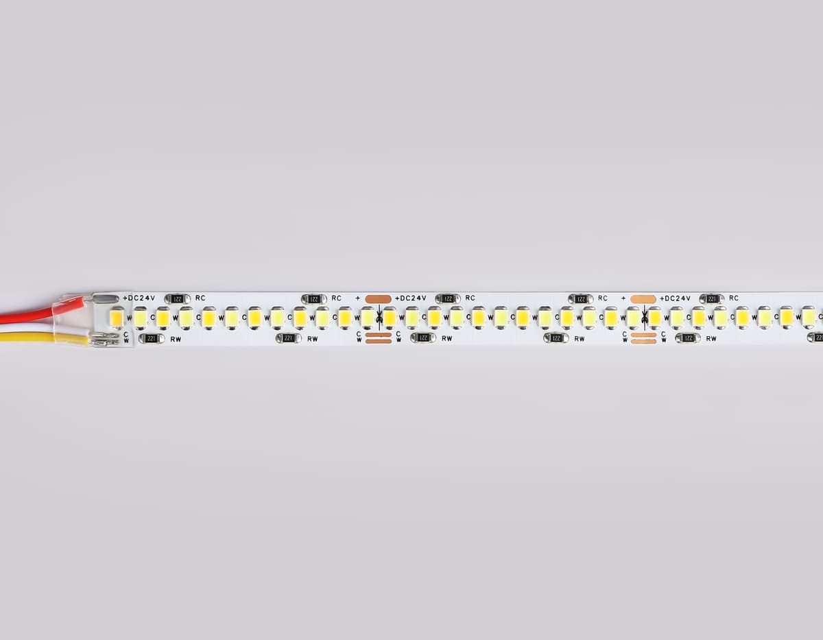 Светодиодная лента с регулировкой температуры света GS4151 2835 240Led /18W m/ 24V IP20 CCT 3000-650 GS4151 2835 240Led/ 18W m/ 24V IP20 CCT 3000-6500K/5000*10*1.2mm (3 конт.) Ambrella Light 21