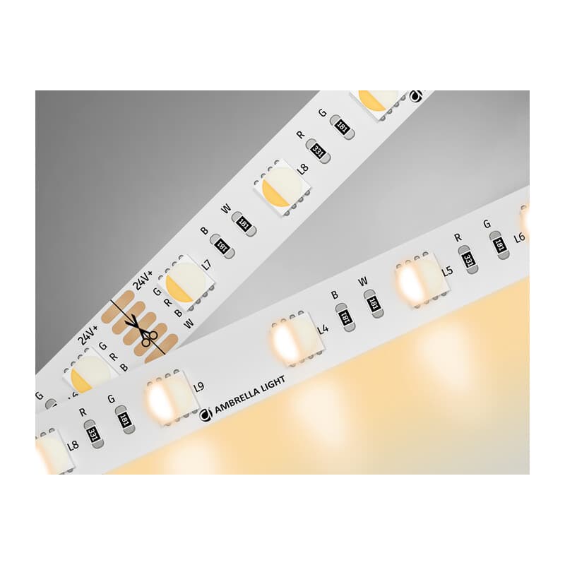 Светодиодная лента RGB с теплым белым светом GS4401 5050 60Led /10W m/ 24V IP20 RGBW+3000K 5m GS4401 5050 60Led /10W m/ 24V IP20 RGBW+3000K/ 5000*10*1.87mm (5 конт.) Ambrella Light 10