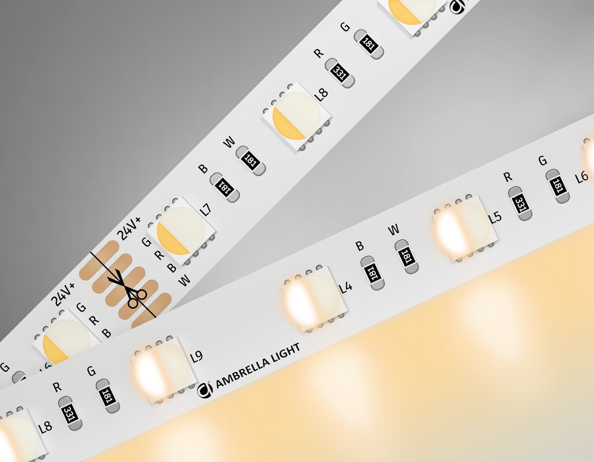 Светодиодная лента RGB с теплым белым светом GS4401 5050 60Led /10W m/ 24V IP20 RGBW+3000K 5m GS4401 5050 60Led /10W m/ 24V IP20 RGBW+3000K/ 5000*10*1.87mm (5 конт.) Ambrella Light 17