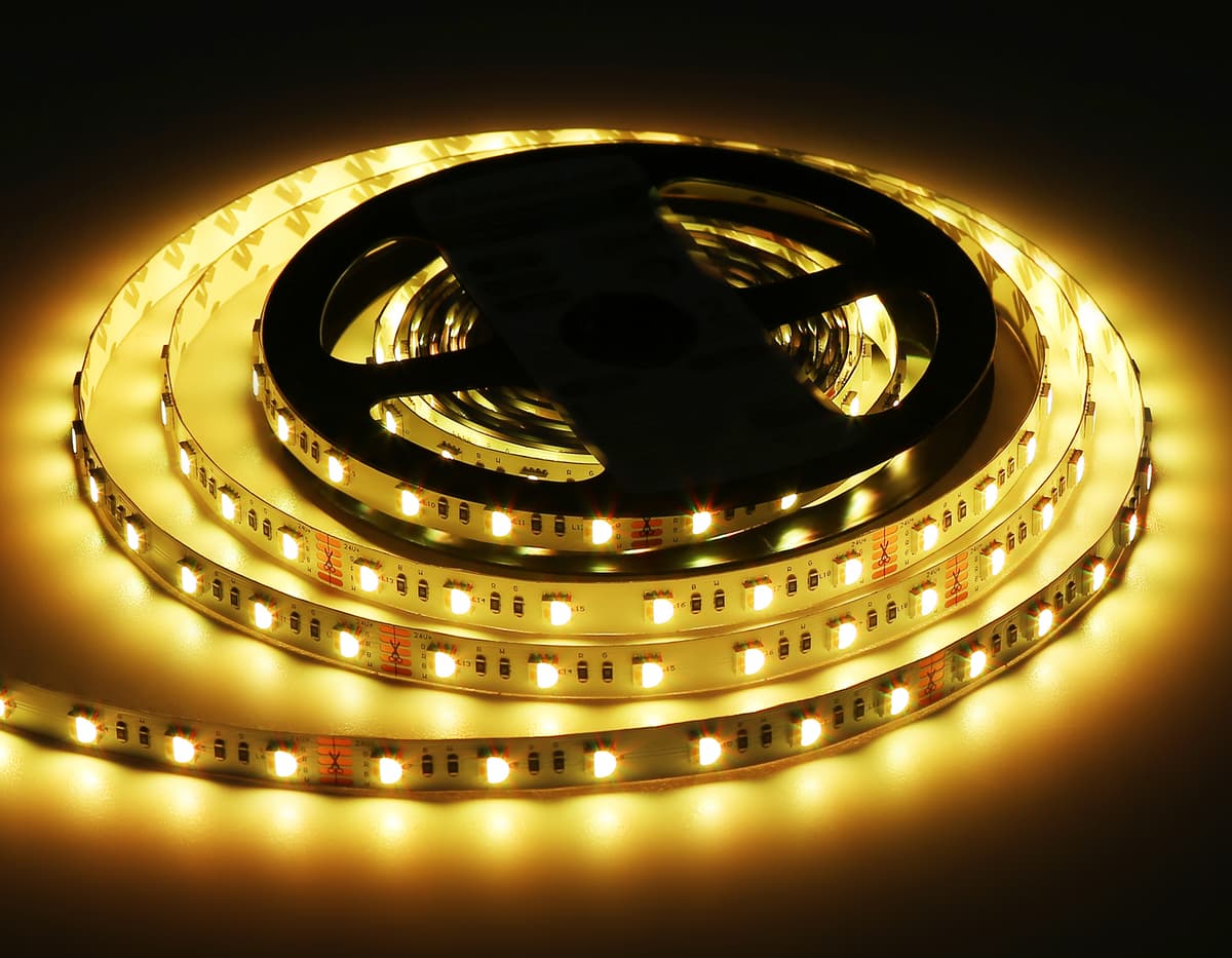 Светодиодная лента RGB с теплым белым светом GS4401 5050 60Led /10W m/ 24V IP20 RGBW+3000K 5m GS4401 5050 60Led /10W m/ 24V IP20 RGBW+3000K/ 5000*10*1.87mm (5 конт.) Ambrella Light 20