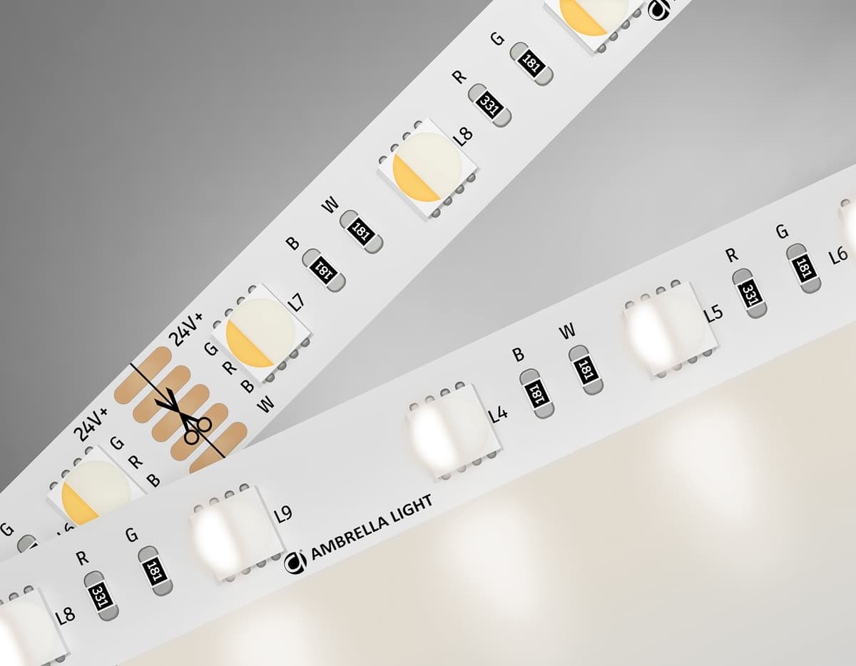 Светодиодная лента RGB с дневным белым светом GS4402 5050 60Led /10W m/ 24V IP20 RGBW+4500K 5m GS4402 5050 60Led /10W m/ 24V IP20 RGBW+4500K/ 5000*10*1.87mm (5 конт.) Ambrella Light 17
