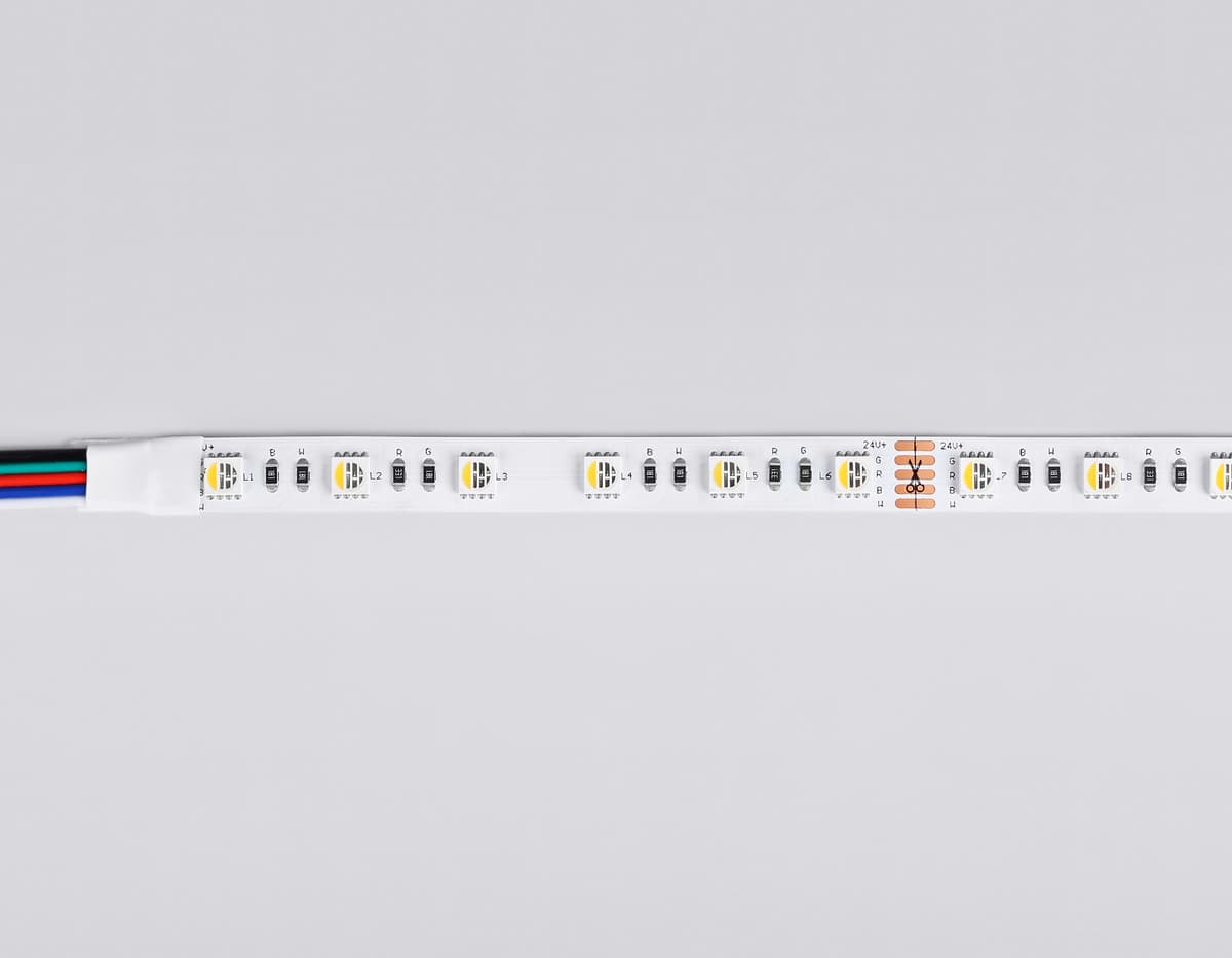 Светодиодная лента RGB с дневным белым светом GS4402 5050 60Led /10W m/ 24V IP20 RGBW+4500K 5m GS4402 5050 60Led /10W m/ 24V IP20 RGBW+4500K/ 5000*10*1.87mm (5 конт.) Ambrella Light 23