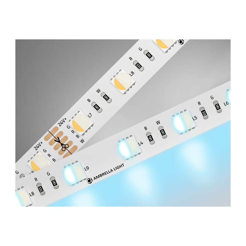 Светодиодная лента RGB с холодным белым светом GS4403 5050 60Led /10W m/ 24V IP20 RGBW+6500K 5m GS4403 5050 60Led/ 10W m/ 24V IP20 RGBW+6500K/ 5000*10*1.87mm (5 конт.) Ambrella Light 10