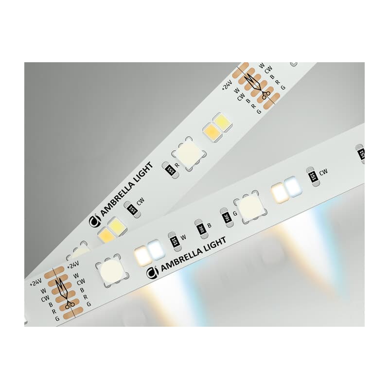 Светодиодная лента RGB с регулировкой температуры света GS4501 5050+2835 90Led / 13W m/ 24V IP20 RGB GS4501 5050+2835 90Led/ 13W m/ 24V IP20 RGB+CCT 3000-6500K/5000*12*1.87mm (6 конт.) Ambrella Light 10