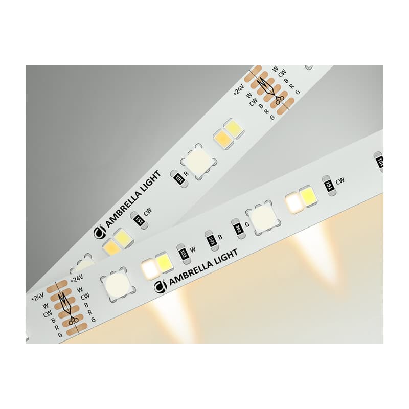Светодиодная лента RGB с регулировкой температуры света GS4501 5050+2835 90Led / 13W m/ 24V IP20 RGB GS4501 5050+2835 90Led/ 13W m/ 24V IP20 RGB+CCT 3000-6500K/5000*12*1.87mm (6 конт.) Ambrella Light 11