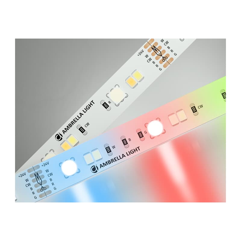 Светодиодная лента RGB с регулировкой температуры света GS4501 5050+2835 90Led / 13W m/ 24V IP20 RGB GS4501 5050+2835 90Led/ 13W m/ 24V IP20 RGB+CCT 3000-6500K/5000*12*1.87mm (6 конт.) Ambrella Light 9