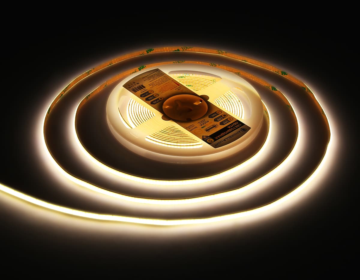 Светодиодная лента Ambrella Light GS4612 COB 400Led/10W m/ 24V IP20 4500K/ 5m*5mm*2.1mm (2 конт.) GS4612 COB 400Led/10W m/ 24V IP20 4500K/ 5m*5mm*2.1mm (2 конт.) Ambrella Light 10