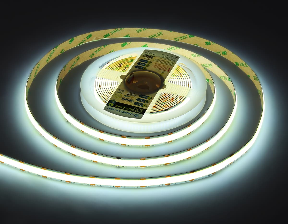 Светодиодная лента Ambrella Light GS4803 COB 616Led/19W m/ 24V IP20 6500K/ 5m*12mm*2mm (2 конт.) GS4803 COB 616Led/19W m/ 24V IP20 6500K/ 5m*12mm*2mm (2 конт.) Ambrella Light 9