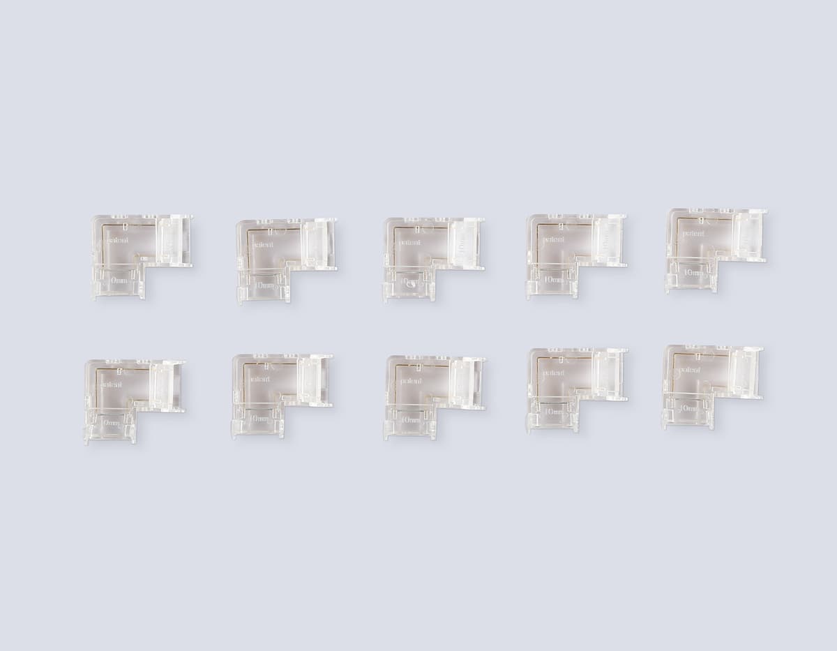 Соединитель угловой COB 12/24V для лент 10mm GS6861 (2 конт.) (10шт. в комплекте) GS6861 Соединитель угловой COB 12/24V для лент 10mm (2 конт.) (10шт) Ambrella Light 7