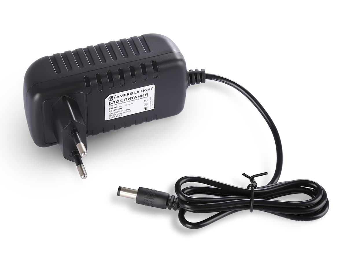 Блок питания для светодиодной ленты с вилкой 12V 36W 3A IP20 100-240V 92*48*70 GS8515 GS8515 блок питания 12V 36W 3A IP20 100-240V 92*48*70 Ambrella Light 2