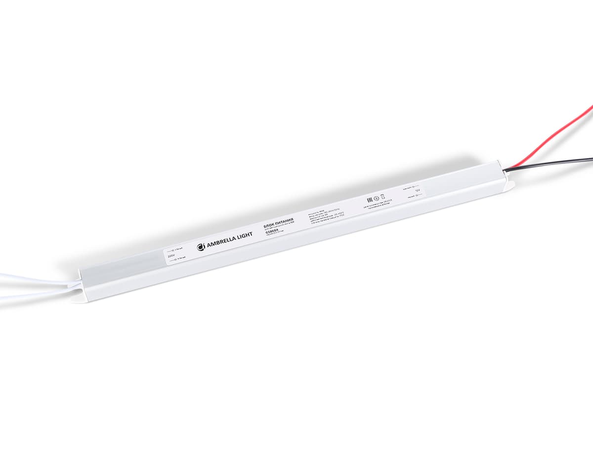 Блок питания ультратонкий для светодиодной ленты 12V 48W 4A IP20 185-260V 312*18*18 GS8604 GS8604 блок питания 12V 48W 4A IP20 185-260V 312*18*18 Ambrella Light 4
