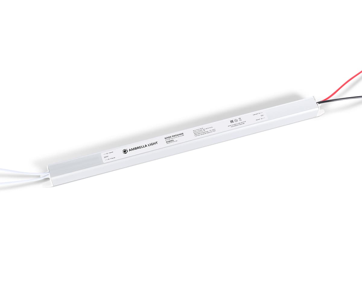 Блок питания ультратонкий для светодиодной ленты 12V 60W 5A IP20 185-260V 312*18*18 GS8605 GS8605 блок питания 12V 60W 5A IP20 185-260V 312*18*18 Ambrella Light 4