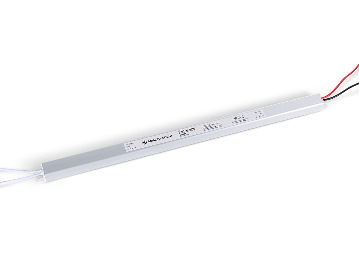 Блок питания ультратонкий для светодиодной ленты 12V 72W 6A IP20 185-260V 372*18*18 GS8606 GS8606 блок питания 12V 72W 6A IP20 185-260V 372*18*18 Ambrella Light 4