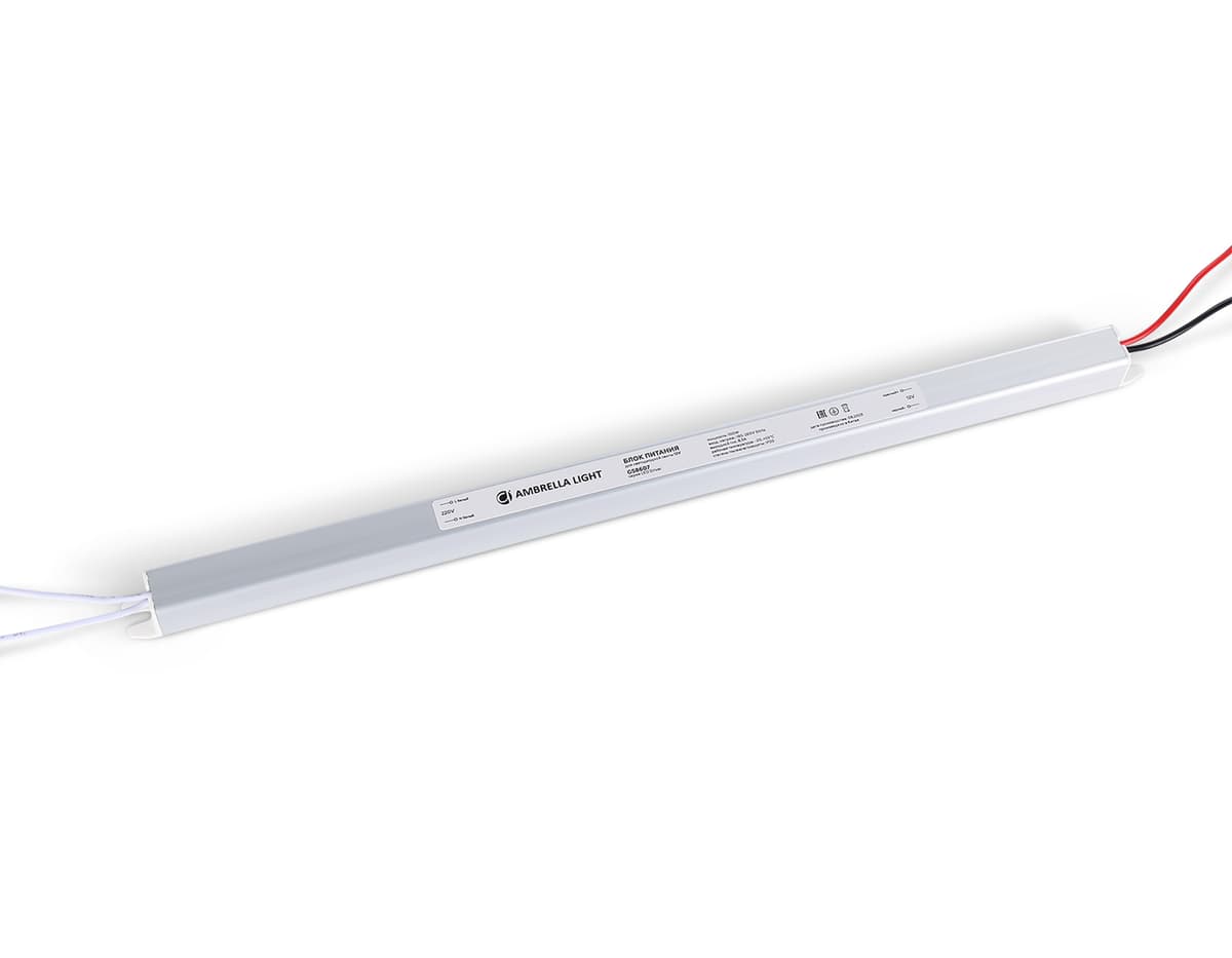 Блок питания ультратонкий для светодиодной ленты 12V 100W 8.3A IP20 185-260V 372*18*18 GS8607 GS8607 блок питания 12V 100W 8.3A IP20 185-260V 372*18*18. Ambrella Light 4