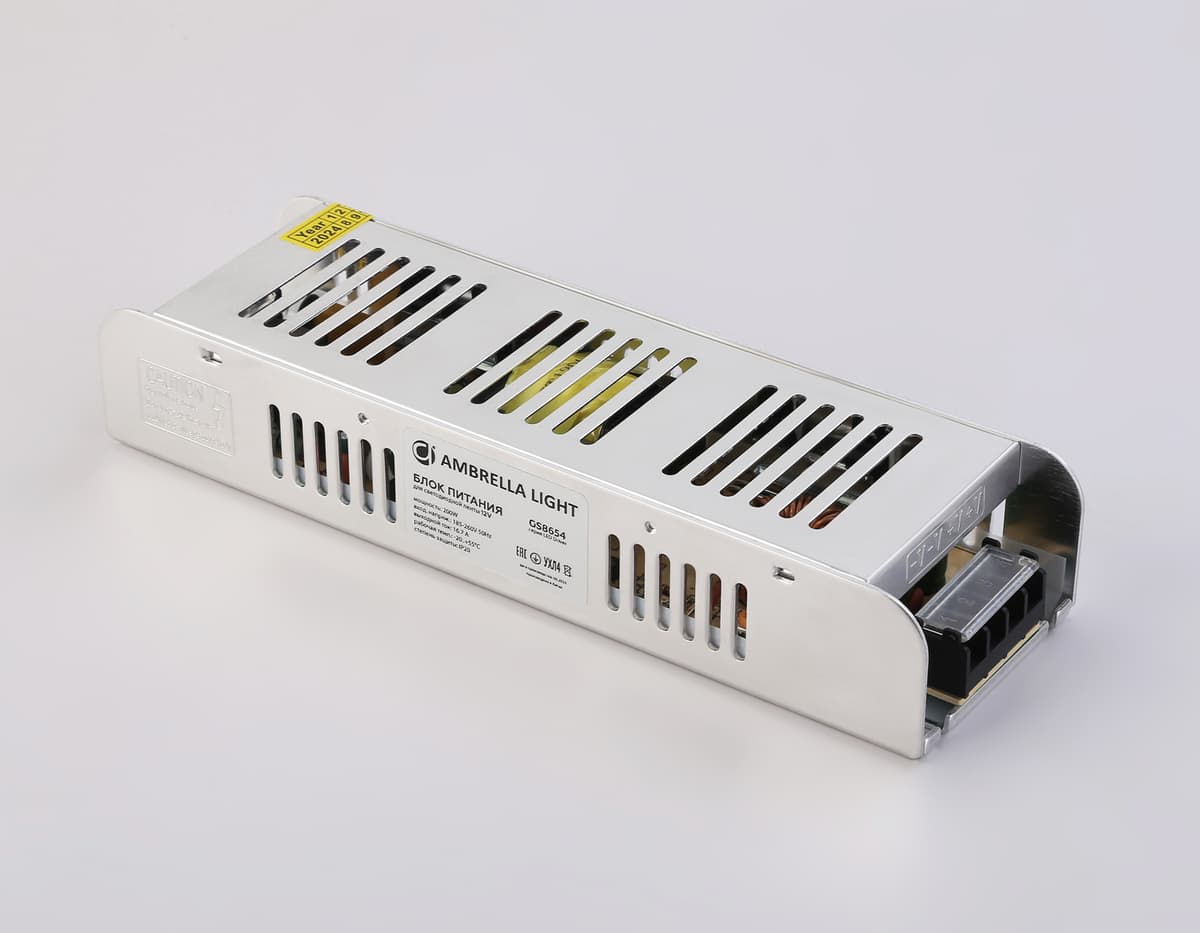 Блок питания с EMC для светодиодной ленты 12V 200W 16,7A IP20 185-260V 223*67*40 GS8654 GS8654 блок питания 12V 200W 16.7A IP20 185-260V EMC 223*67*40 Ambrella Light 10