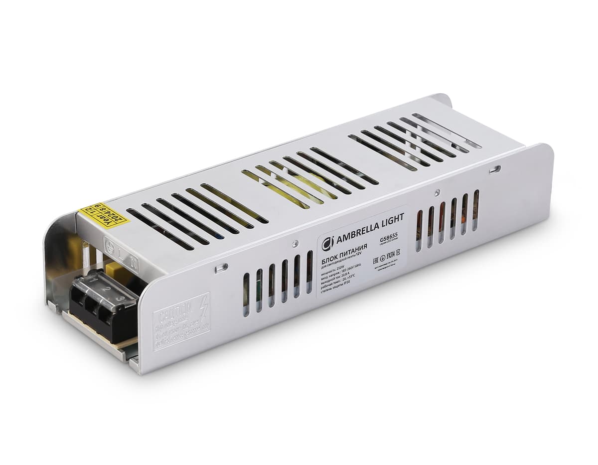 Блок питания с EMC для светодиодной ленты 12V 250W 20,8A IP20 185-260V 223*67*40 GS8655 GS8655 блок питания 12V 250W 20.8A IP20 185-260V EMC 223*67*40 Ambrella Light 6
