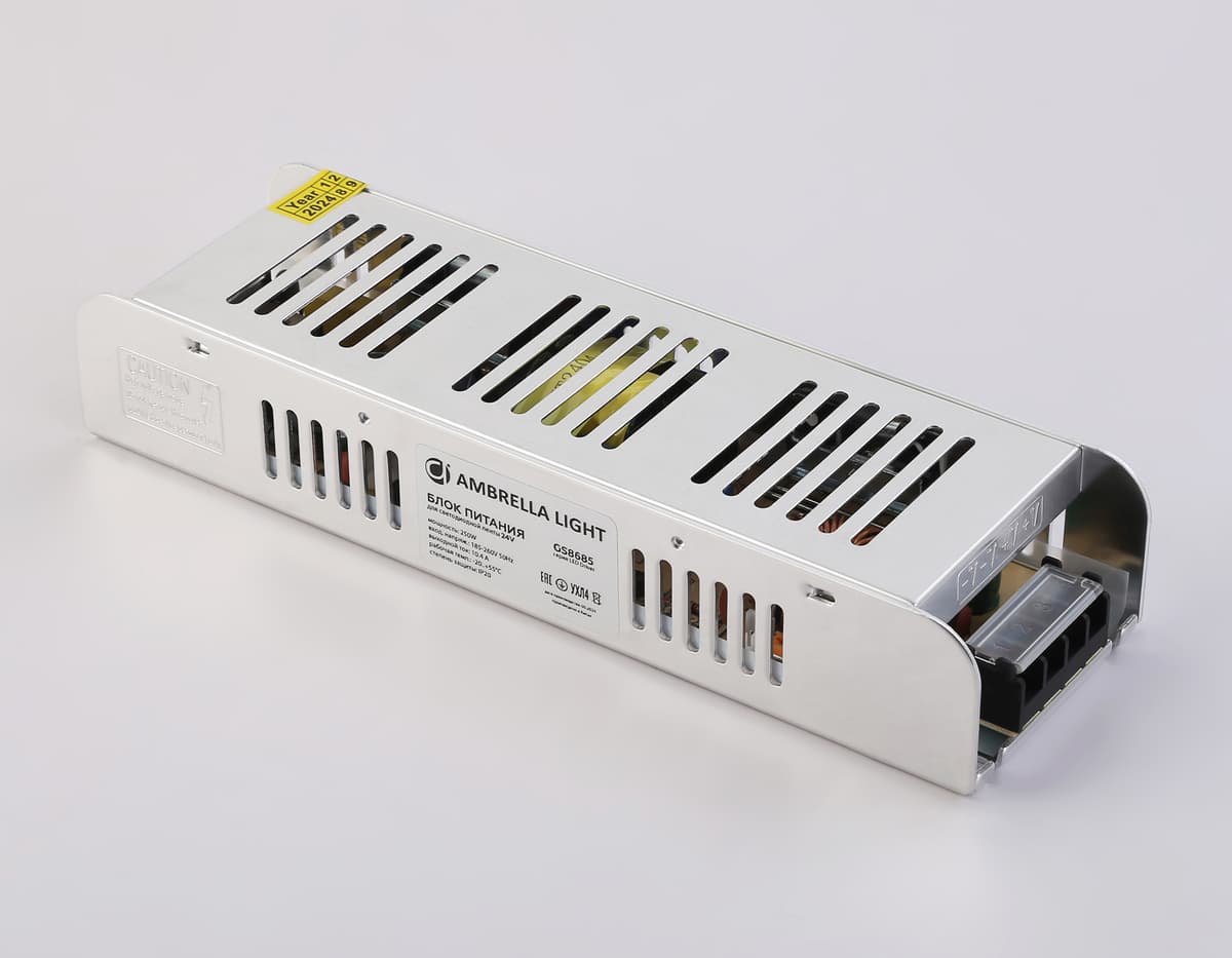 Блок питания с EMC для светодиодной ленты 24V 250W 10,4A IP20 185-260V 223*67*40 GS8685 GS8685 блок питания 24V 250W 10.4A IP20 185-260V EMC 223*67*40 Ambrella Light 10