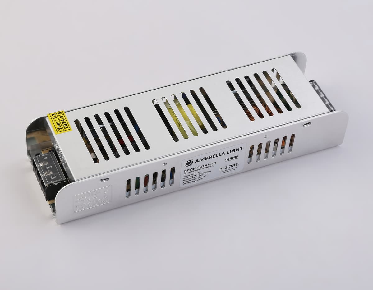 Блок питания с EMC для светодиодной ленты 24V 250W 10,4A IP20 185-260V 223*67*40 GS8685 GS8685 блок питания 24V 250W 10.4A IP20 185-260V EMC 223*67*40 Ambrella Light 9
