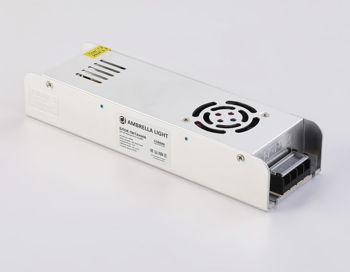 Блок питания с EMC для светодиодной ленты 24V 360W 15A IP20 185-260V 223*67*40 GS8686 GS8686 блок питания 24V 360W 15A IP20 185-260V EMC 223*67*40 Ambrella Light 10