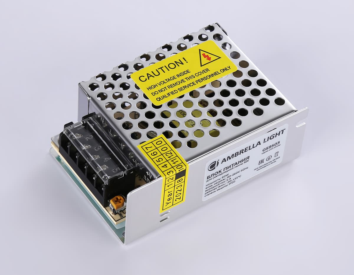 Блок питания для светодиодной ленты 12V 60W 3A IP20 90-260V 85*58*34 GS9503 GS9503 блок питания 12V 60W 5A IP20 90-260V 85*58*34 Ambrella Light 5