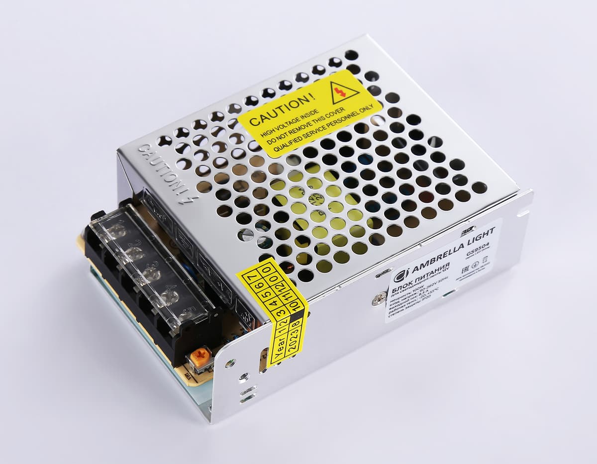 Блок питания для светодиодной ленты 12V 100W 8.3A IP20 90-260V 110*78*37 GS9504 GS9504 блок питания 12V 100W 8.3A IP20 90-260V 110*78*37 Ambrella Light 7