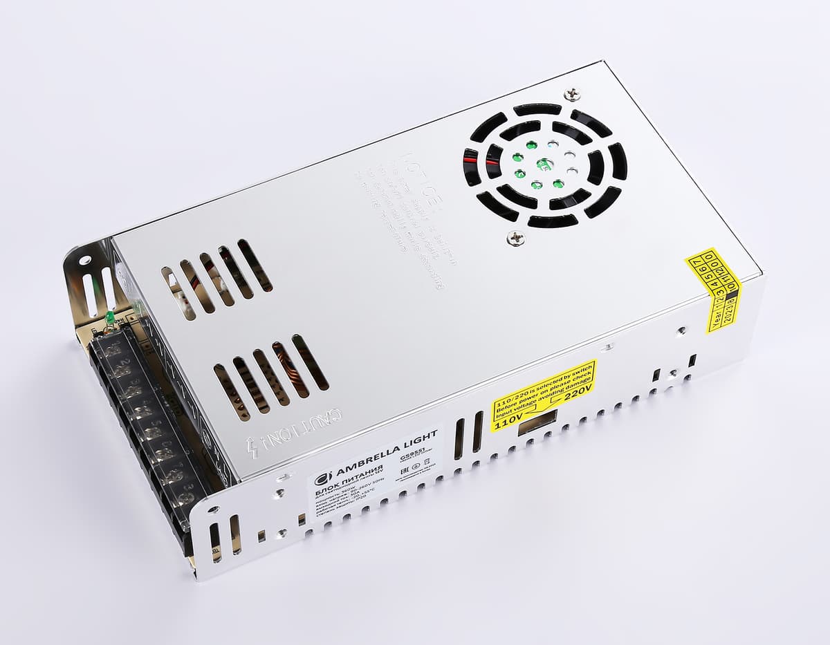 Блок питания для светодиодной ленты 12V 360W 30A IP20 90-260V 215*115*50 GS9551 GS9551 блок питания 12V 360W 30A IP20 90-260V 215*115*50 Ambrella Light 7