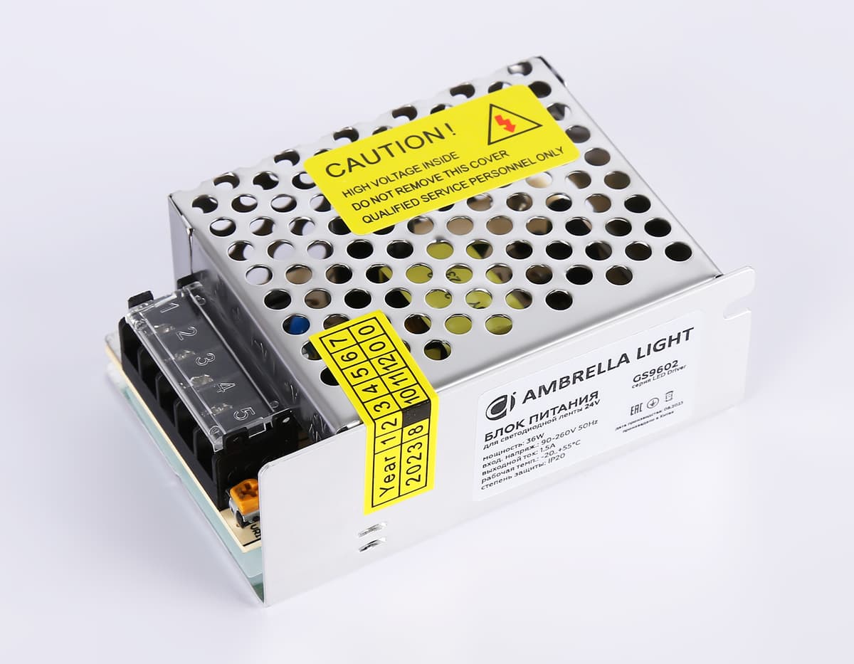 Блок питания для светодиодной ленты 24V 36W 1.5A IP20 90-260V 85*58*34 GS9602 GS9602 блок питания 24V 36W 1.5A IP20 90-260V 85*58*34 Ambrella Light 6