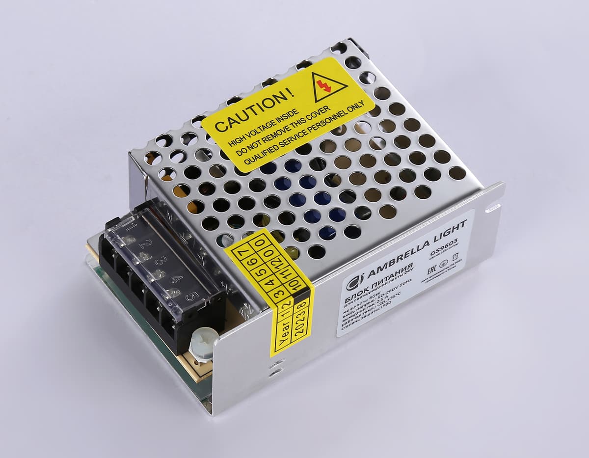 Блок питания для светодиодной ленты 24V 60W 2.5A IP20 90-260V 85*58*34 GS9603 GS9603 блок питания 24V 60W 2.5A IP20 90-260V 85*58*34 Ambrella Light 6